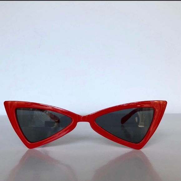 Accessories - Red Slim Cat Eye Triangle Vintage Glasses